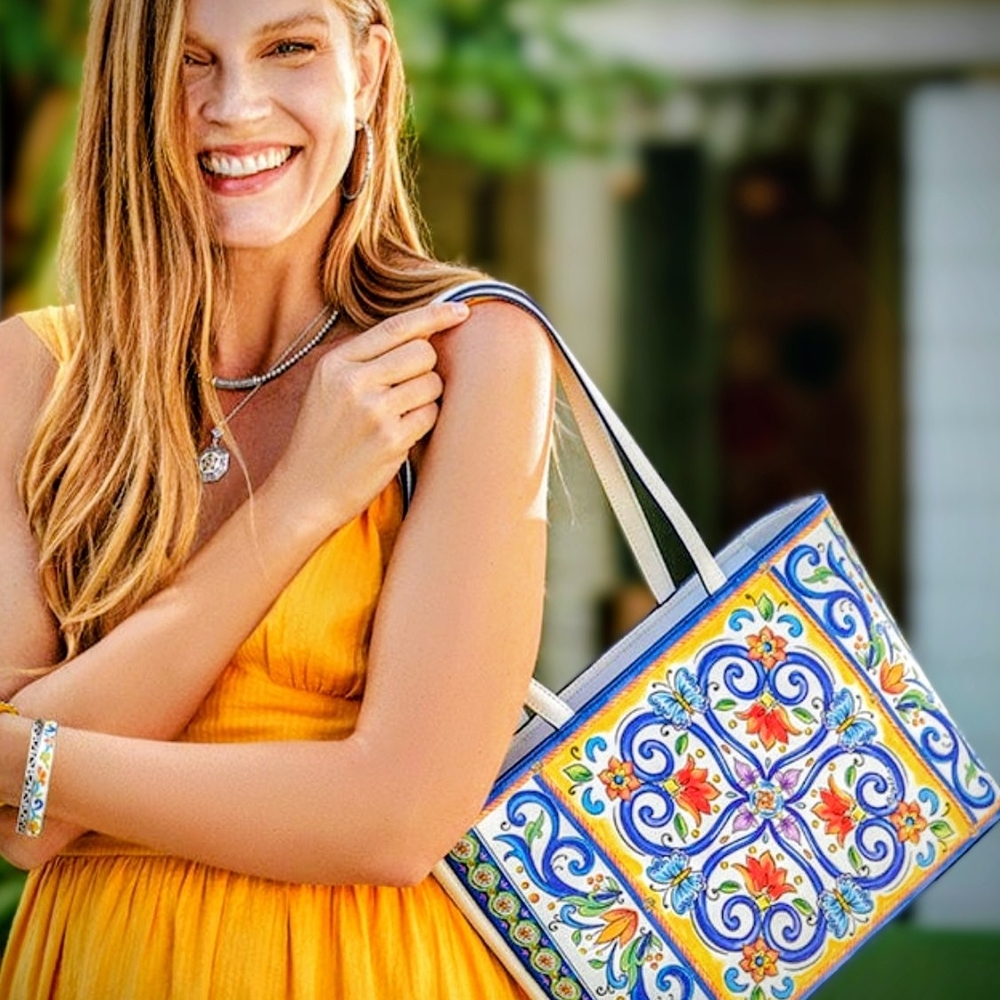 Brighton White and Blue Tote Bag